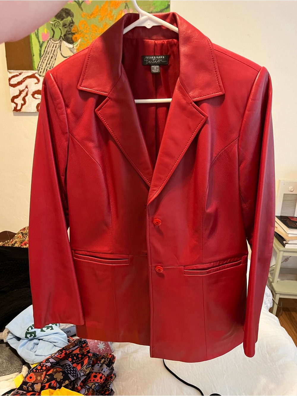 Classiques Entier Red Leather Blazer Jacket